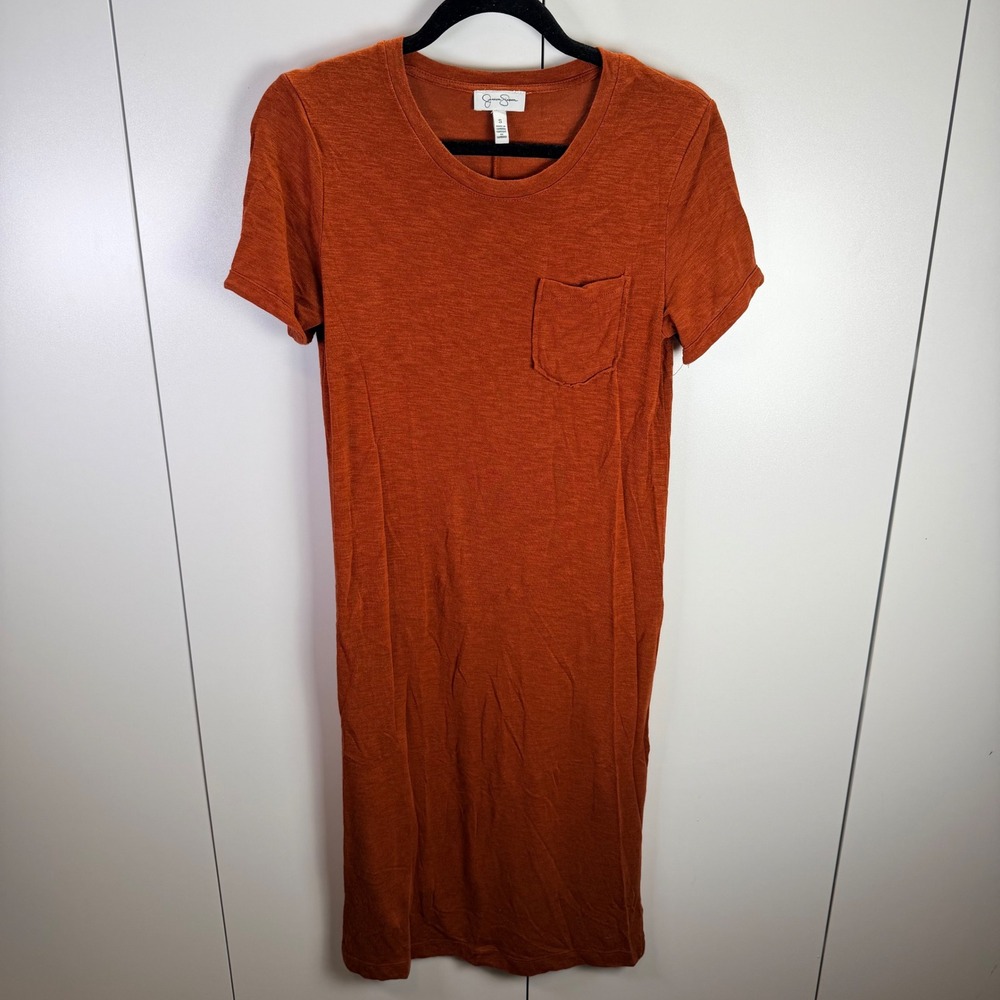 Jessica Simpson Womens S Rust Orange T Shirt Midi Dress Pocket Fall Capsule‎